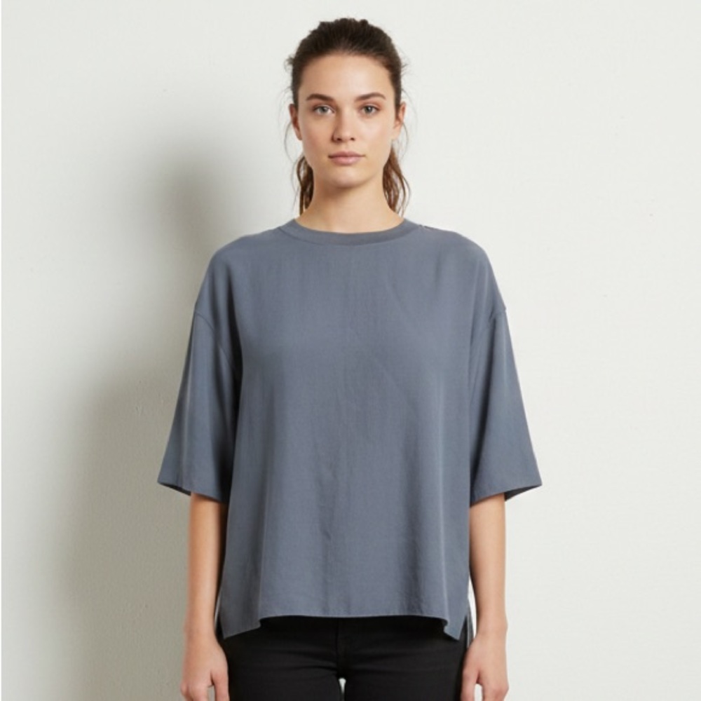 Vince Rib Trim Boxy Woven‎ Top